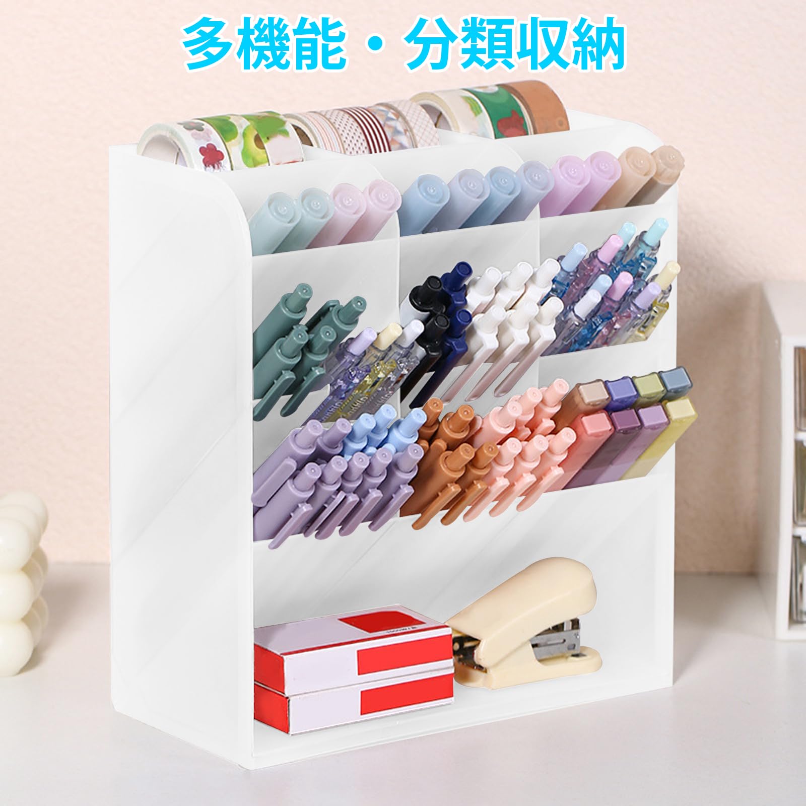 Amazon.co.jp: デスクオーガナイザー ペン立て 斜め 3列4段 ペン